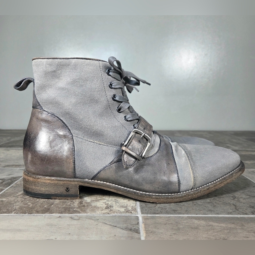 JOHN VARVATOS FLEETWOOD BUCKLE CRICKET LEATHER BOOTS.